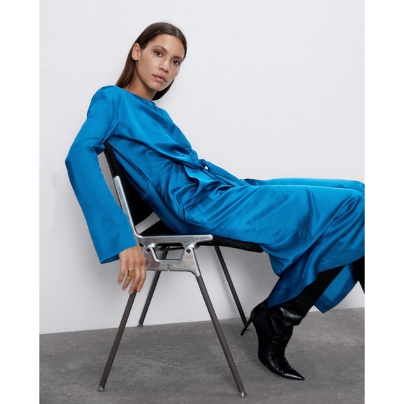 ZARA| Limited Édition Satin Dress With Bow Detail - Picture 6 of 17